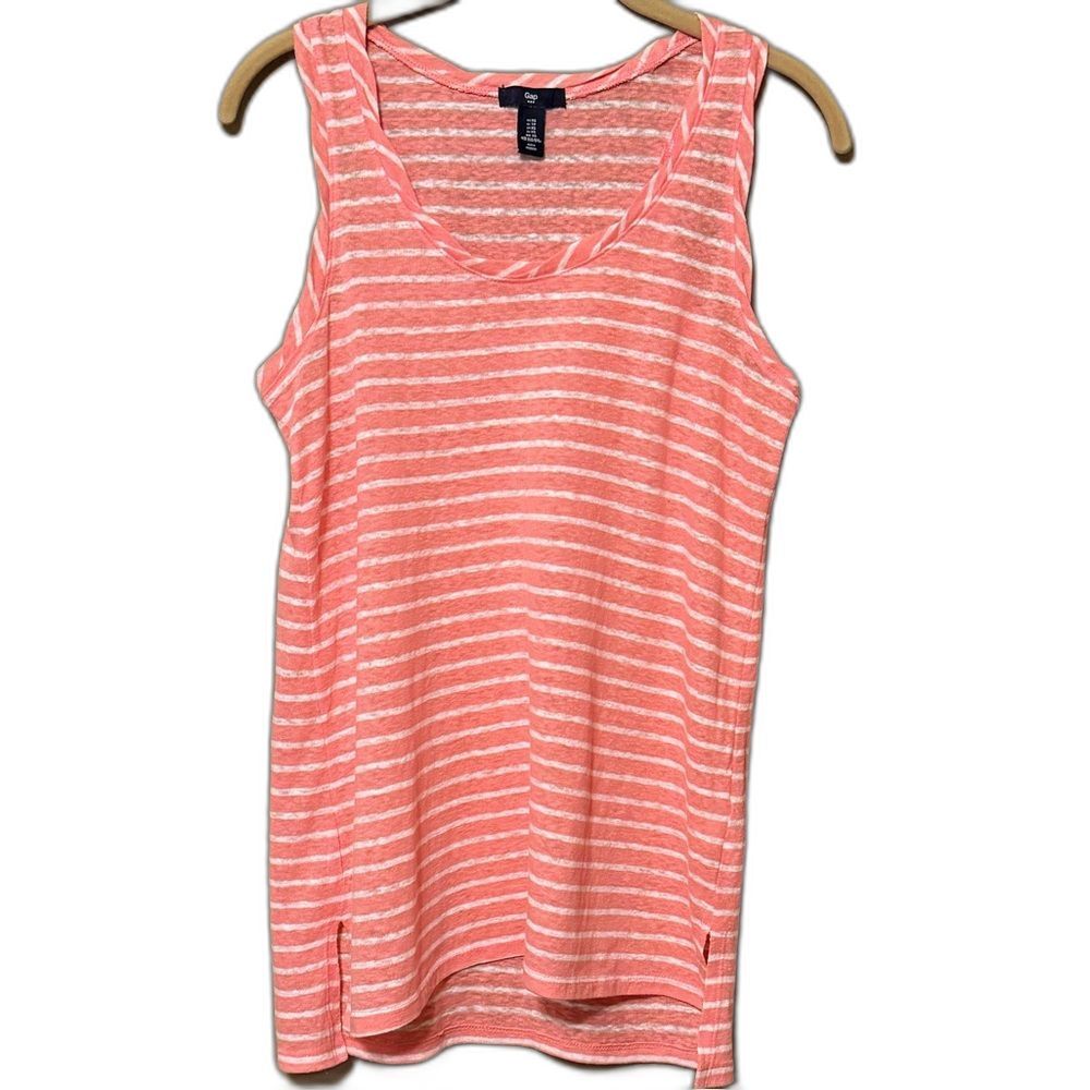 GAP Tank Top Striped Coral White Women’s XS Activewear Athletic Summer Workout
